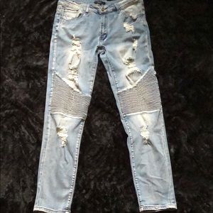 Distressed Biker Jeans